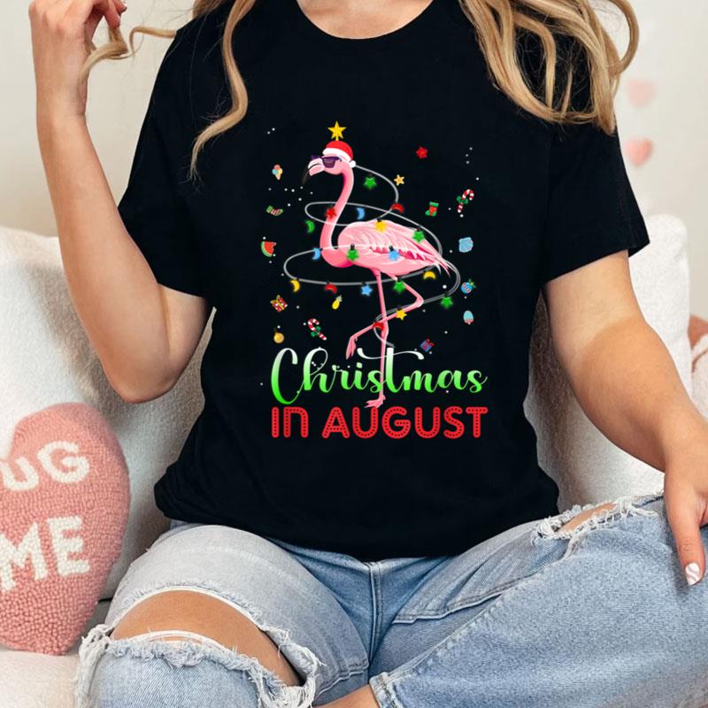 Funny Flamingo Christmas In August Xmas Summer Vacation Shirts