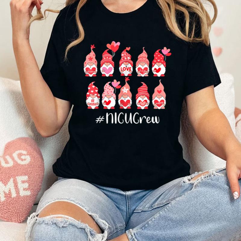 Funny Gnome With Hearts Nicu Crew Valentine's Day Matching Shirts