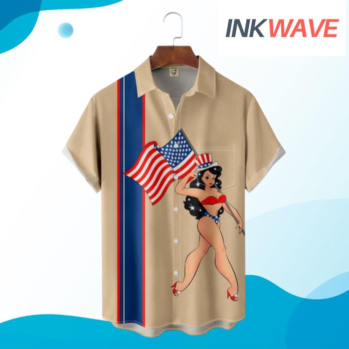 Girl And The America Flag Independence Day Hawaiian Shirt