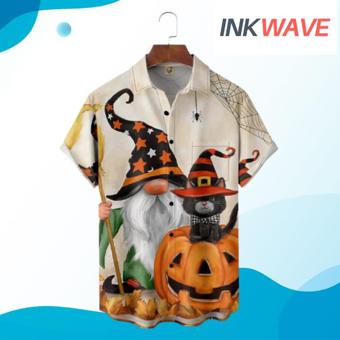 Halloween Gnomes And Cat Hawaiian Shirt
