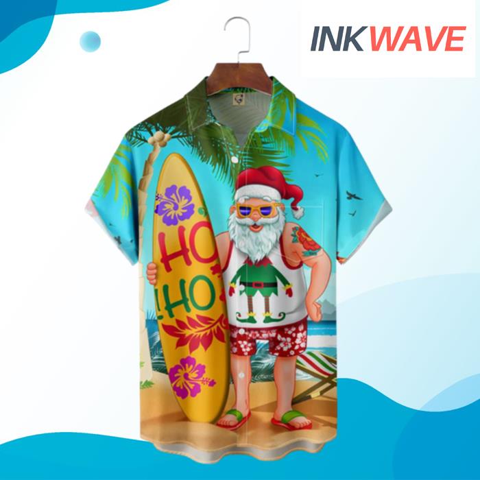 Ho Santa Claus On The Beach Hawaiian Shirt
