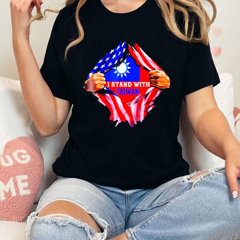 I Stand With Taiwan Flag American Flag Support Taiwan Shirts