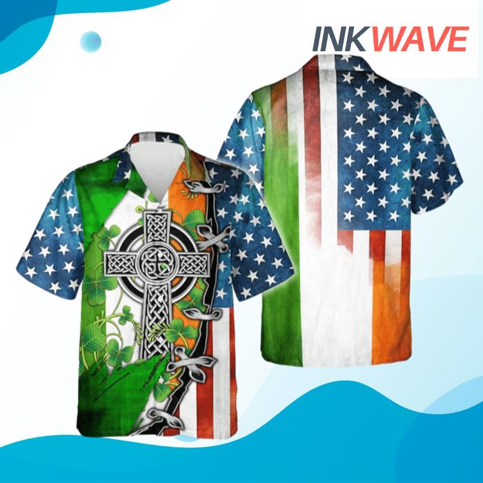 Irish Celtic Cross American Hawaiian Shirt