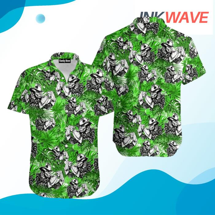 Irish St Patrick's Day Green Shamrock Hawaiian Shirt