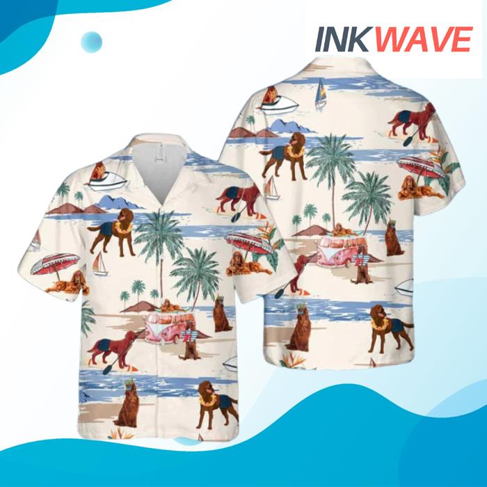 Irish Terrier Summer Beach Hawaiian Shirt