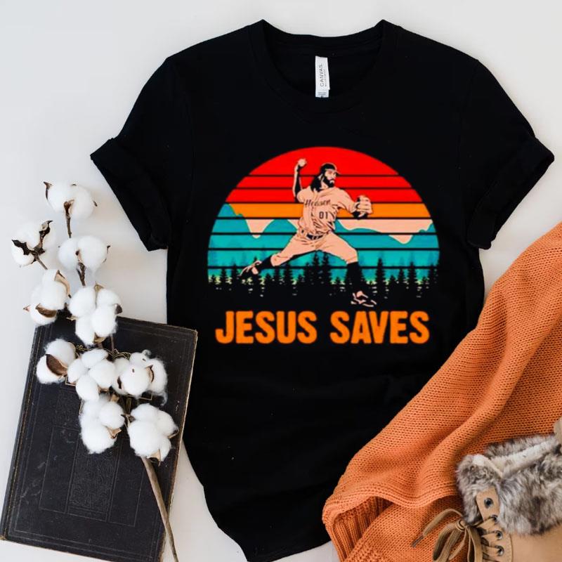 Jesus Saves Baseball Pitcher Vintage Retro Shirts