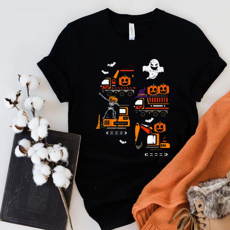 Kids Spooky Construction Trucks Halloween Costume Toddler Boys Shirts