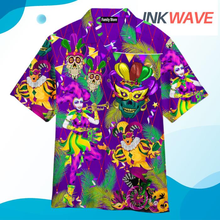 Mardi Gras Jester Clowns Hawaiian Shirt