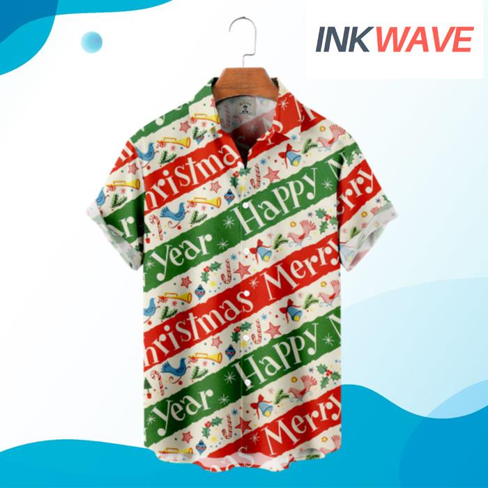 Merry Christmas And Happy New Year Contrast Colors Hawaiian Shirt