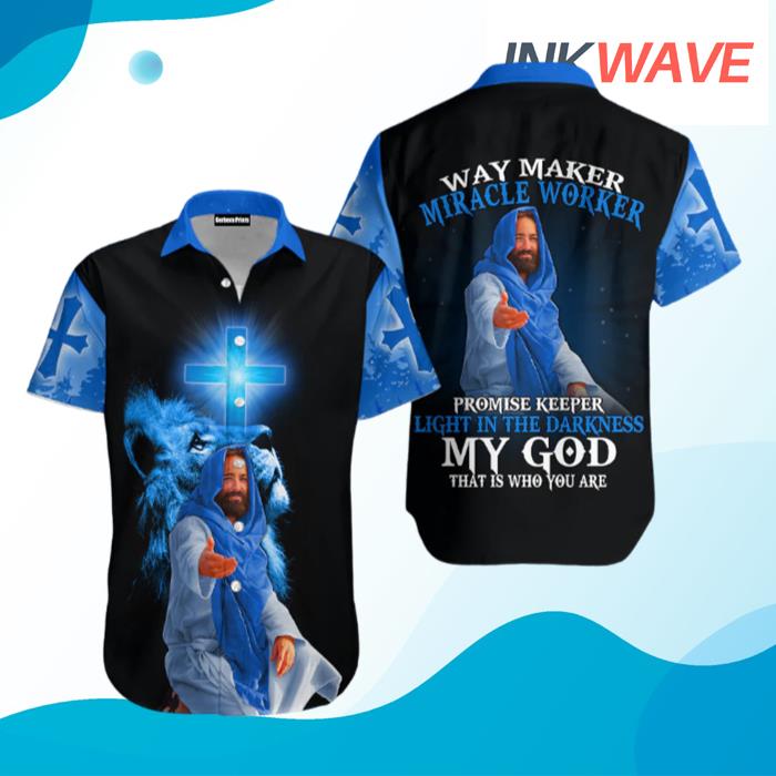 My God Jesus Blue And Black Hawaiian Shirt