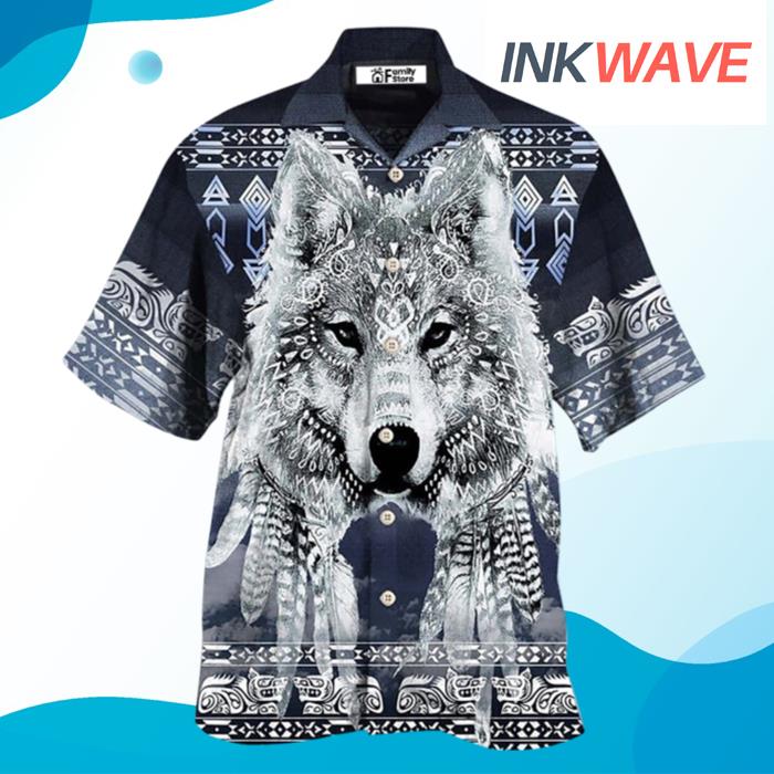 Native Style Love Peace Wolf Pattern Hawaiian Shirt