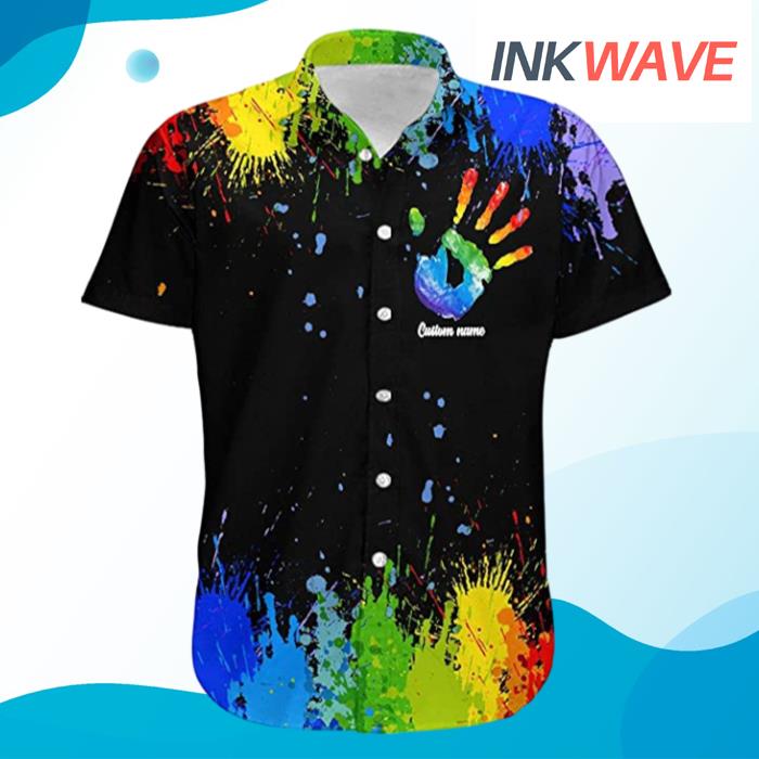 Personalized Rainbow Paint Color Lgbt Men Aloha For LGBT Hawaiian Shirt