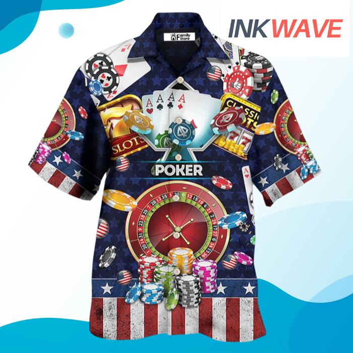 Poker US Flag Independence Day Hawaiian Shirt