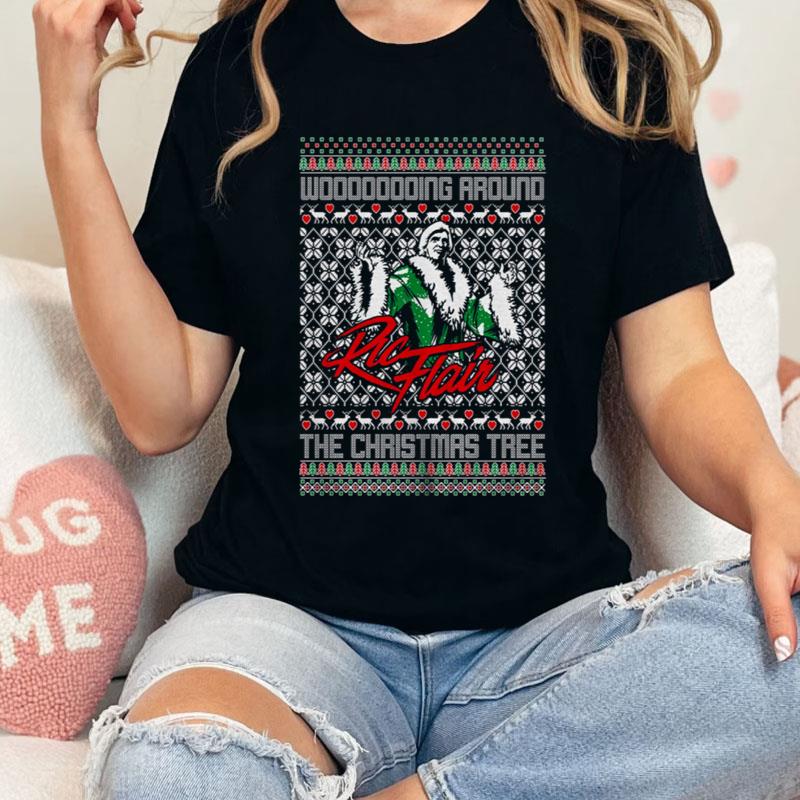 Ric Flair Wooing Around Tree Funny Inspired Drip Santa Party Shirts