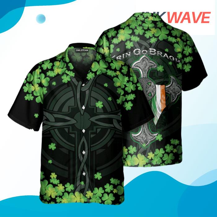 St Patricks Day Irish Erin Go Bragh American Flag Clover Hawaiian Shirt