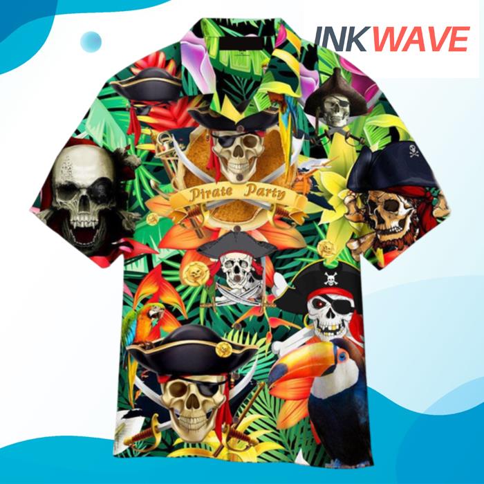 Tropical Pirates Skull Make Legends Black Aloha Hawaiian Shirt