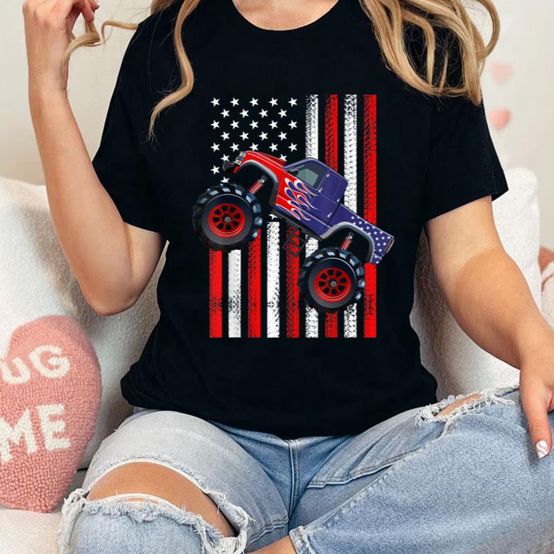 Usa American Flag Monster Truck 4Th Of July Patriotic Boy Shirts