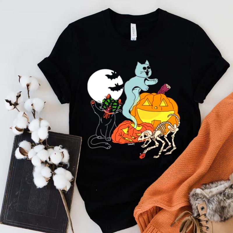 Weird Cats Halloween Graphic Shirts