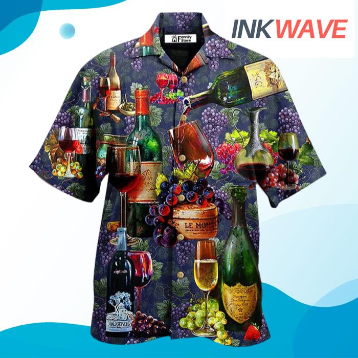Wine Life Is Better With A Glass Of Wine Grape Hawaiian Shirt